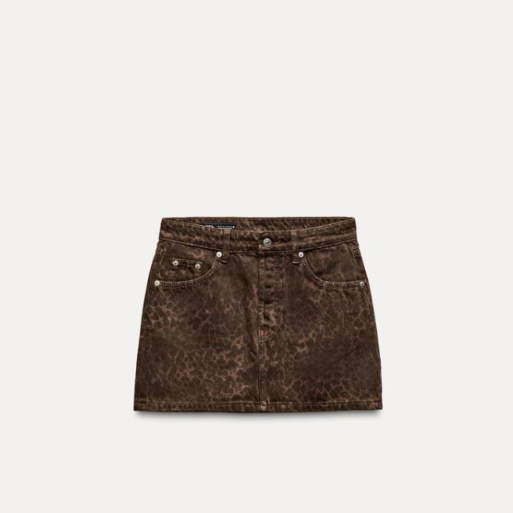 Zara Cheetah Jean Skirt